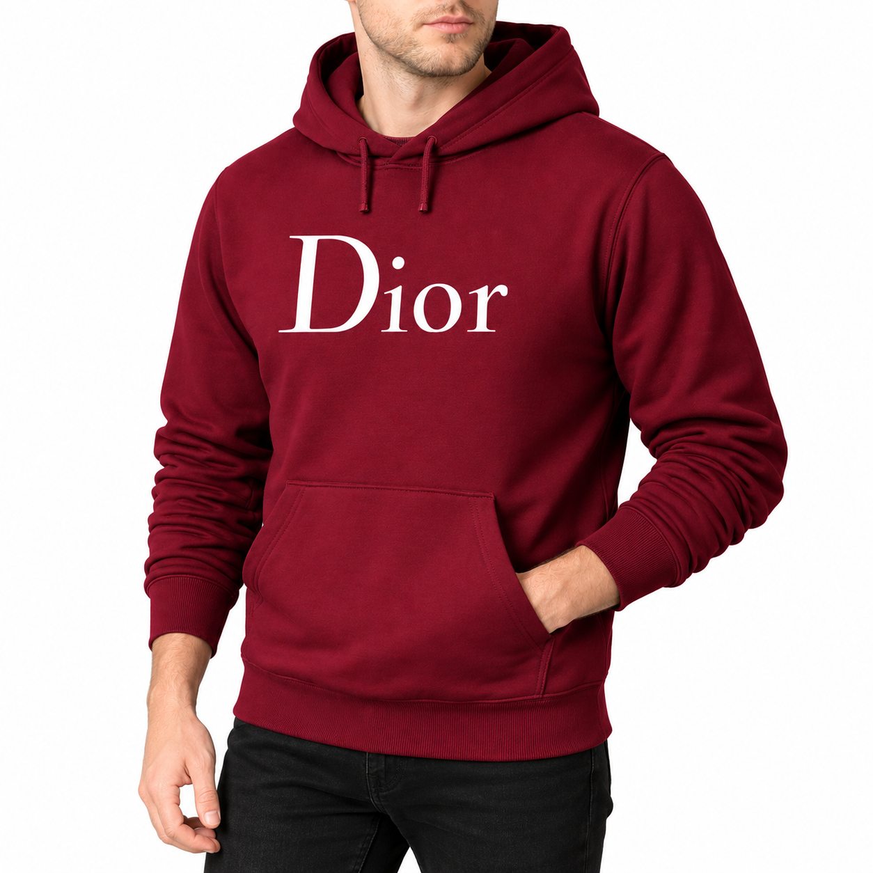 Men's Dior Pullover Hoodie | Color: Burgundy | Image 4