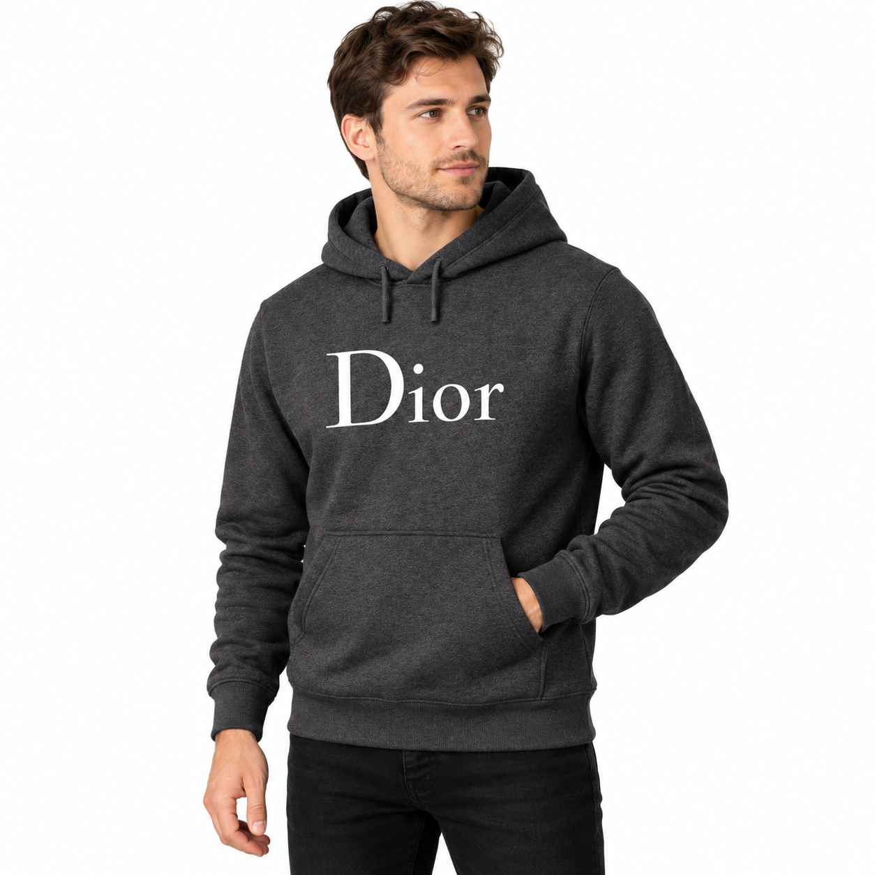 Men's Dior Pullover Hoodie | Color: Dark Heather | Image 4
