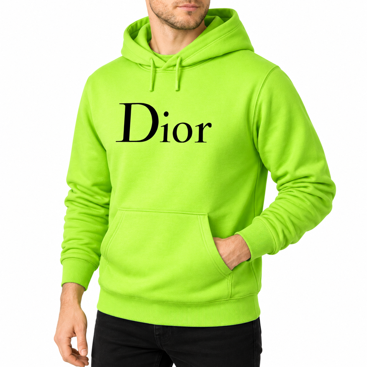 Men's Dior Pullover Hoodie | Color: Lime Green | Image 4
