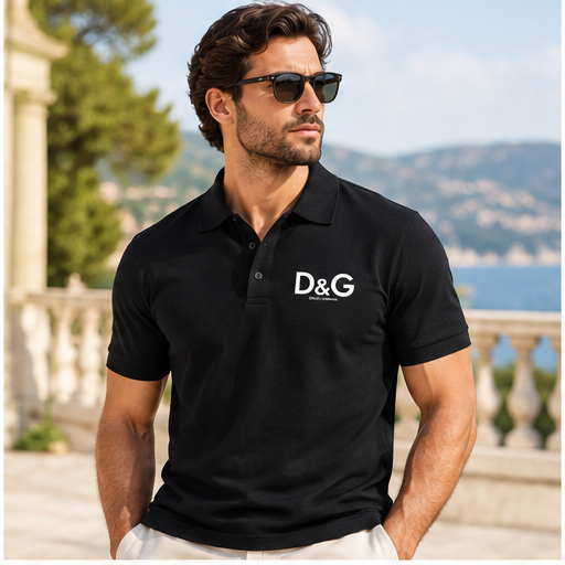 Men's Dolce and Gabbana Dry Blend Polo | Color: Black | Image 2