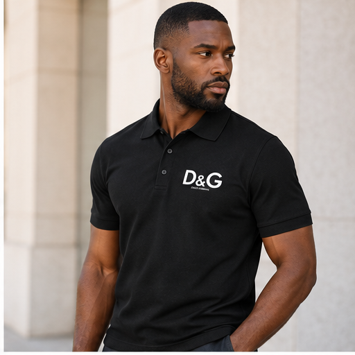 Men's Dolce and Gabbana Dry Blend Polo | Color: Black | Image 3