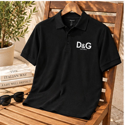Men's Dolce and Gabbana Dry Blend Polo | Color: Black | Image 4