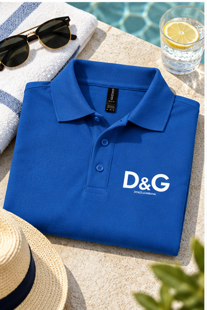 Men's Dolce and Gabbana Dry Blend Polo | Color: Blue | Image 4