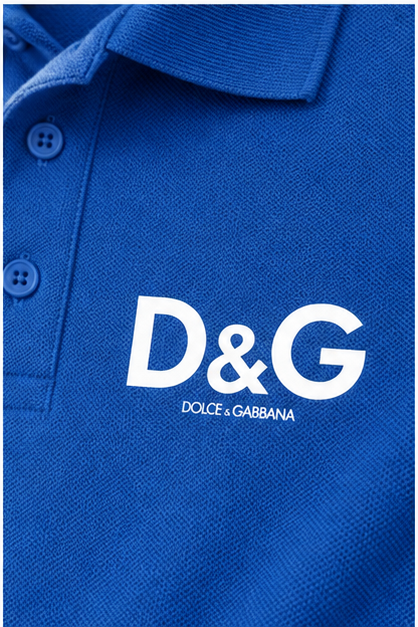 Men's Dolce and Gabbana Dry Blend Polo | Color: Blue | Image 5