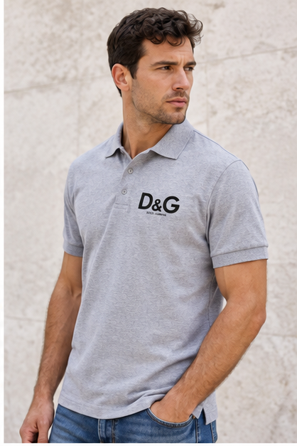 Men's Dolce and Gabbana Dry Blend Polo | Color: Grey | Image 3