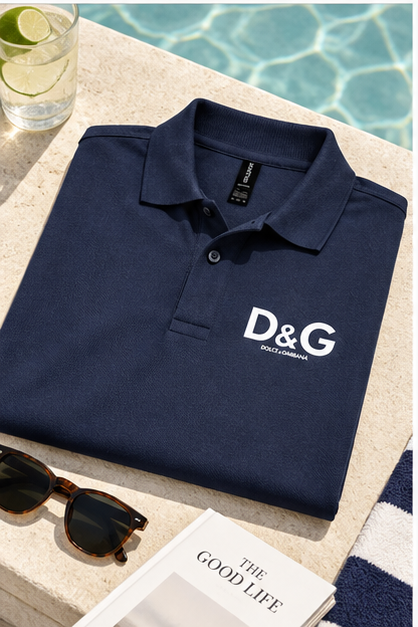 Men's Dolce and Gabbana Dry Blend Polo | Color: Navy | Image 4