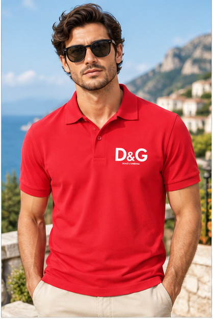 Men's Dolce and Gabbana Dry Blend Polo | Color: Red | Image 2