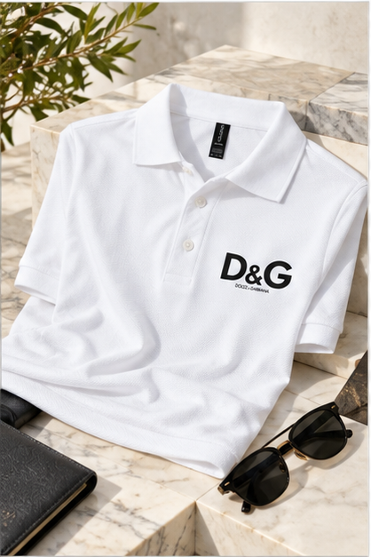 Men's Dolce and Gabbana Dry Blend Polo | Color: White | Image 4