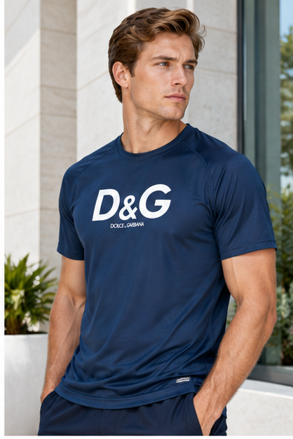 Men's Dolce and Gabbana Performance T-Shirt | Color: Navy | Image 3