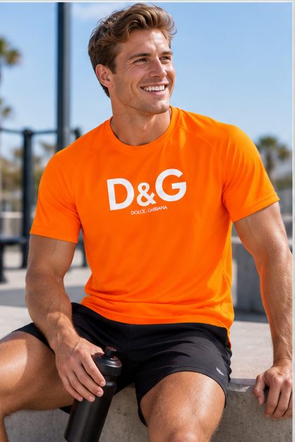 Men's Dolce and Gabbana Performance T-Shirt | Color: Orange | Image 4