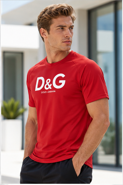 Men's Dolce and Gabbana Performance T-Shirt | Color: Red | Image 3