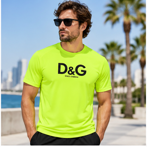 Men's Dolce and Gabbana Performance T-Shirt | Color: Safety Green | Image 2