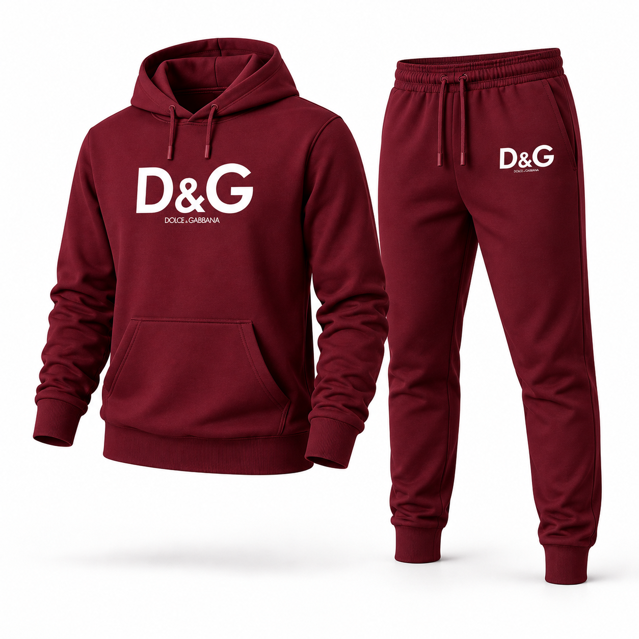 Men's Dolce and Gabbana Hoodie Joggers Set | Color: burgundy | Image 1