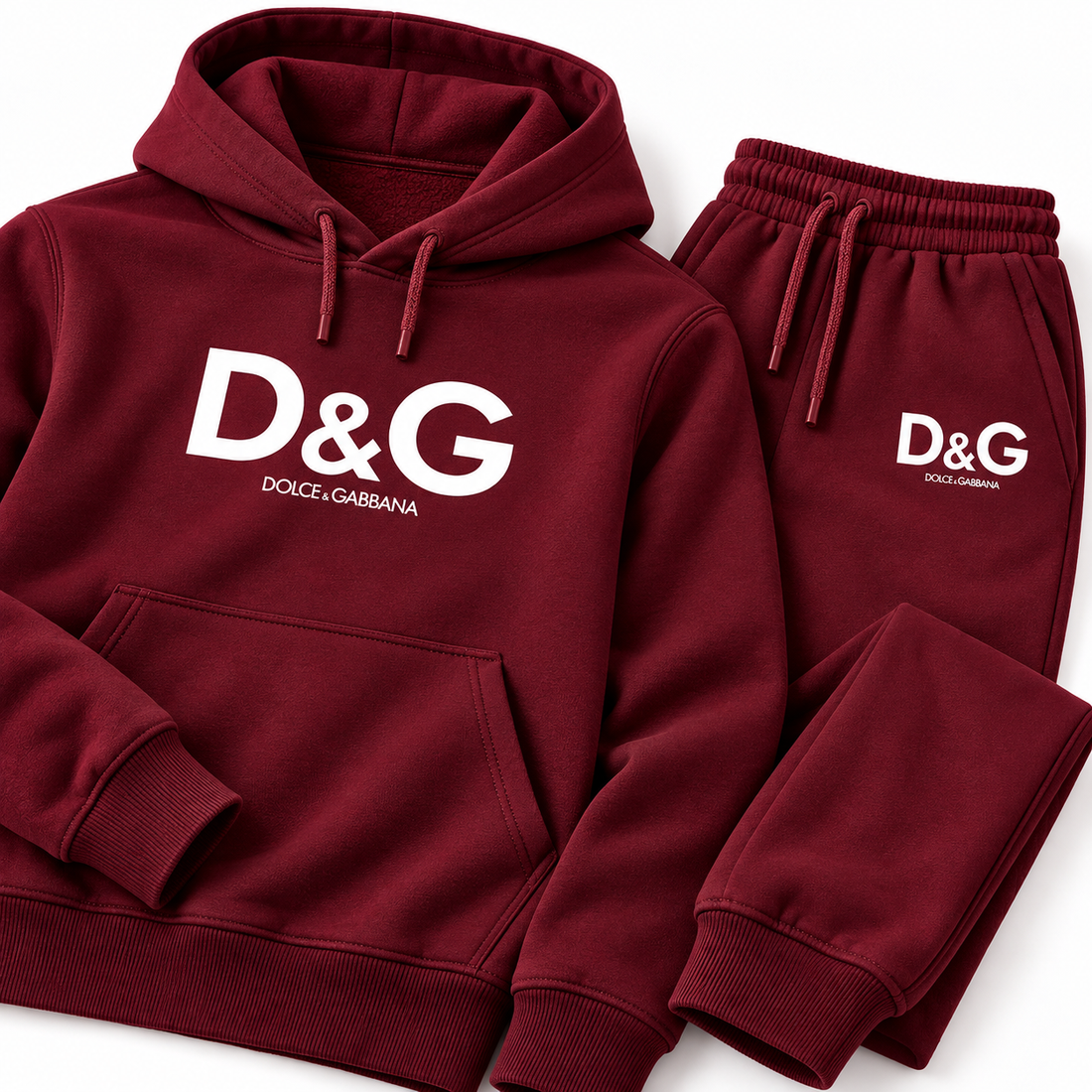 Men's Dolce and Gabbana Hoodie Joggers Set | Color: burgundy | Image 3