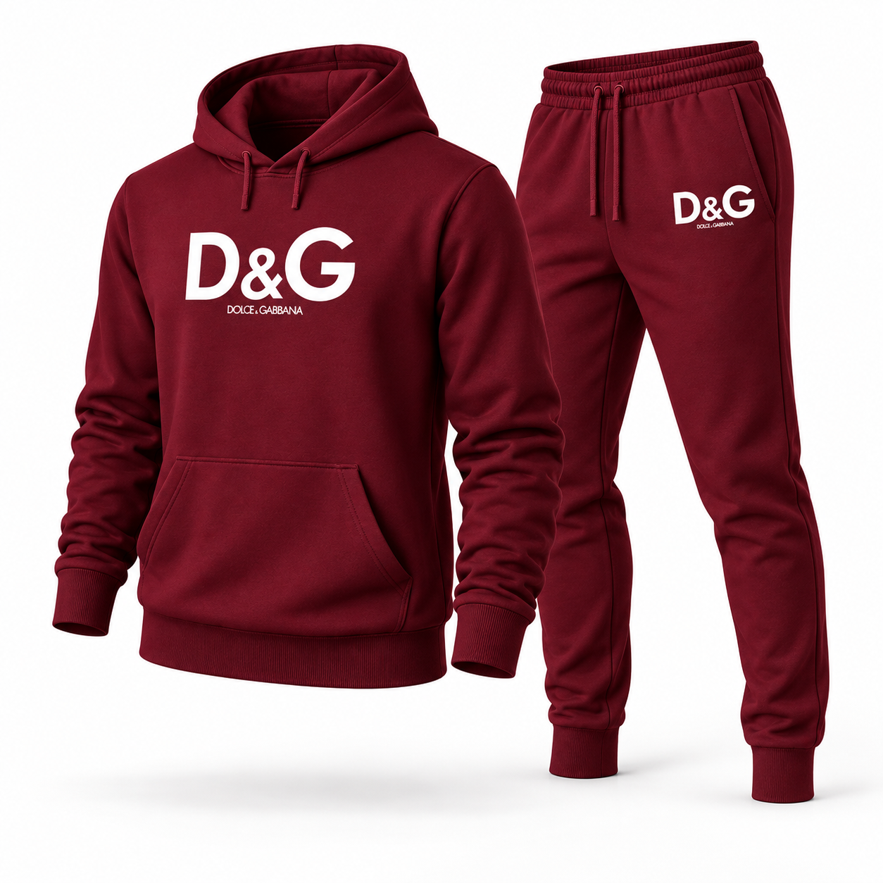Men's Dolce and Gabbana Hoodie Joggers Set | Color: burgundy | Image 4