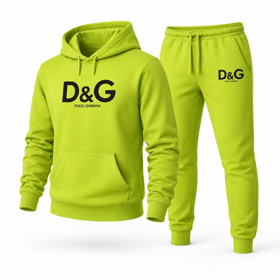 Men's Dolce and Gabbana Hoodie Joggers Set | Color: lime green | Image 1