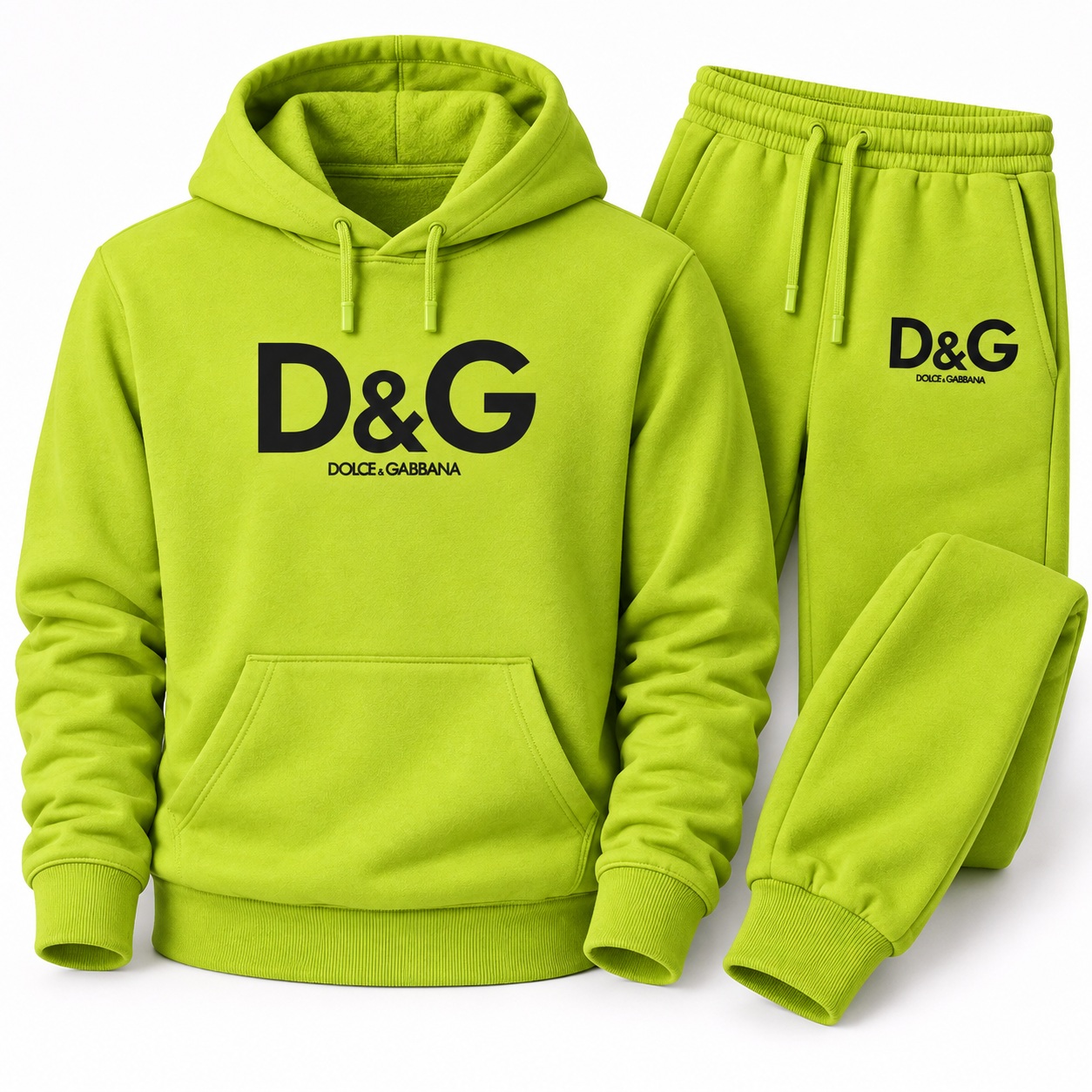 Men's Dolce and Gabbana Hoodie Joggers Set | Color: lime green | Image 3