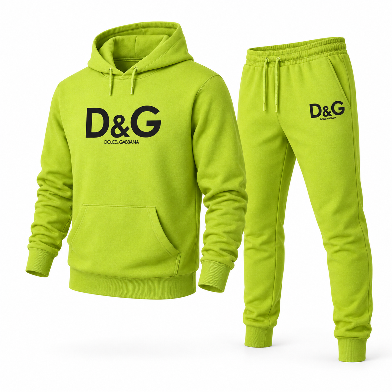 Men's Dolce and Gabbana Hoodie Joggers Set | Color: lime green | Image 4