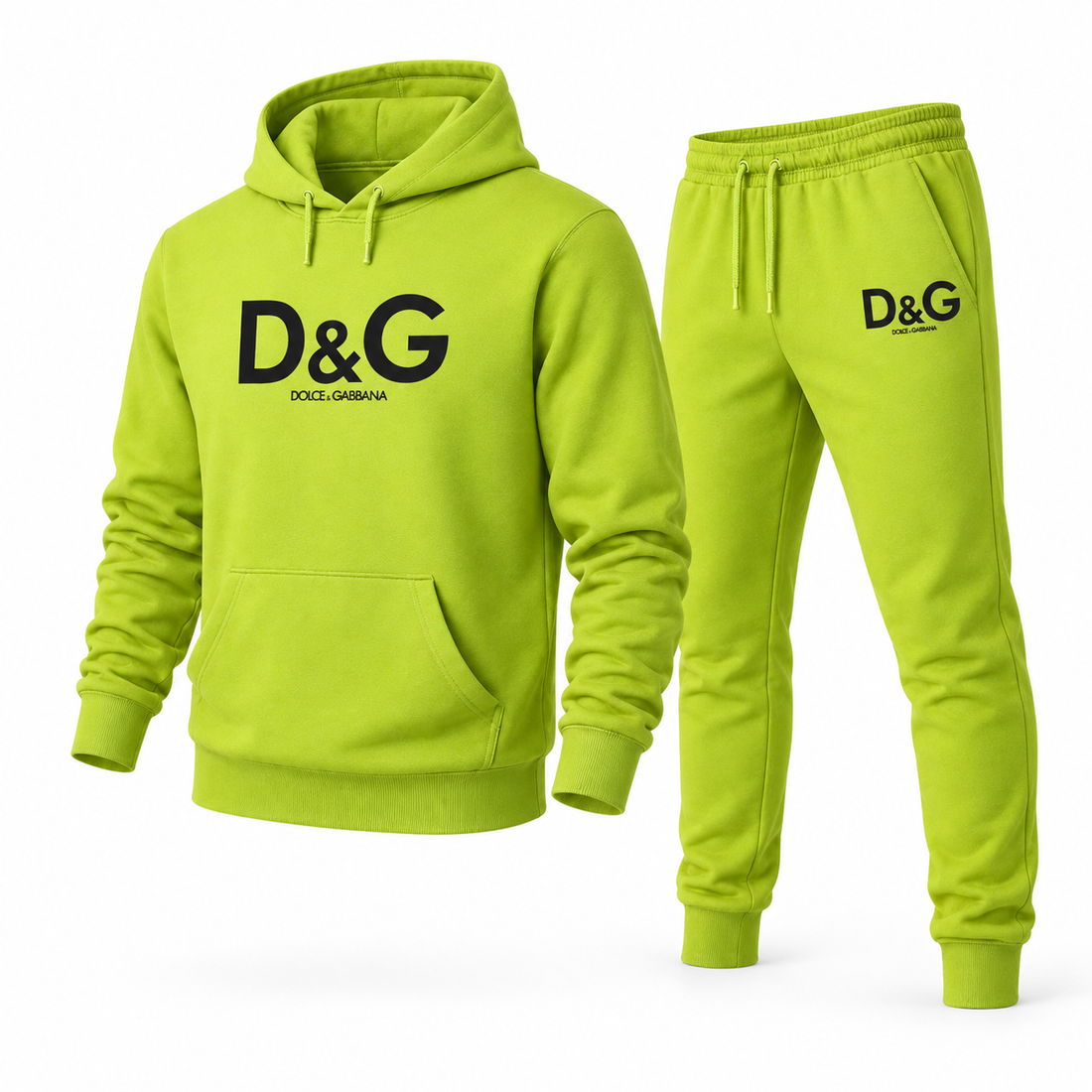 Men's Dolce and Gabbana Hoodie Joggers Set | Color: lime green | Image 4