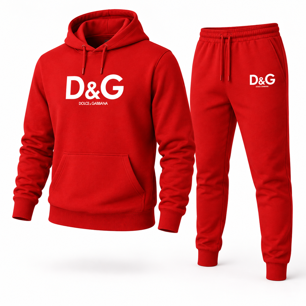 Men's Dolce and Gabbana Hoodie Joggers Set | Color: red | Image 1