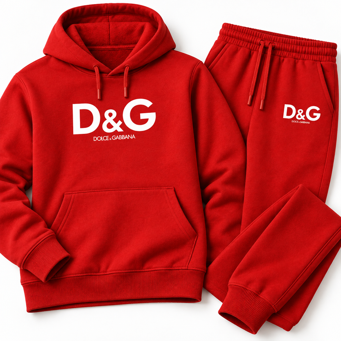 Men's Dolce and Gabbana Hoodie Joggers Set | Color: red | Image 3