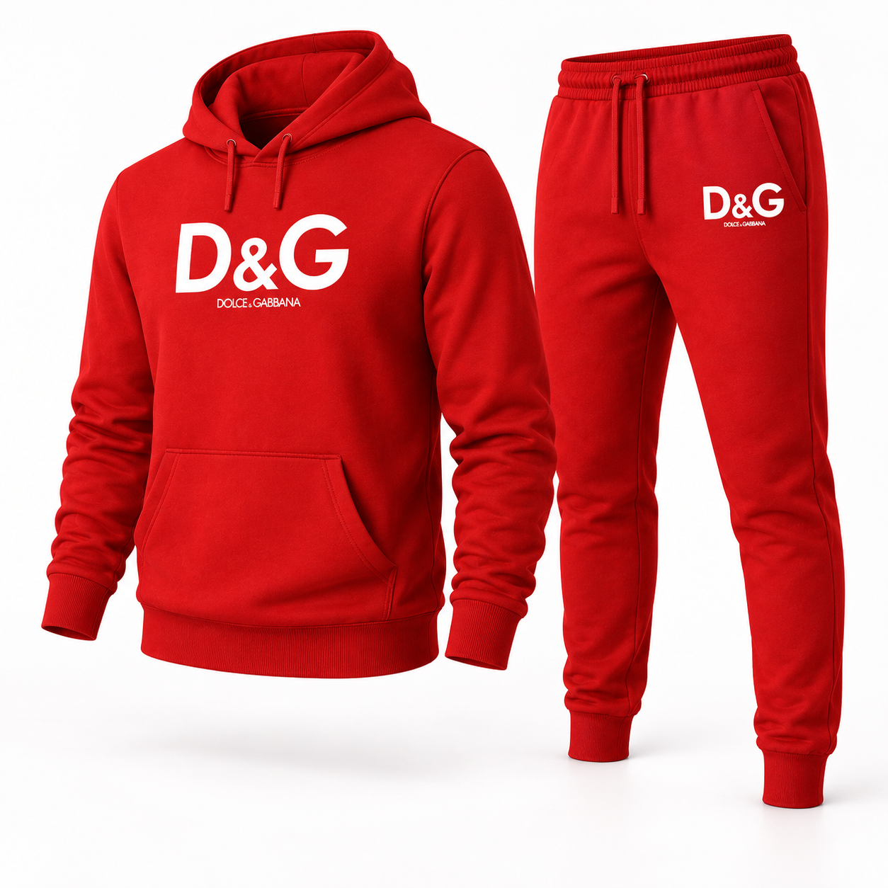 Men's Dolce and Gabbana Hoodie Joggers Set | Color: red | Image 4