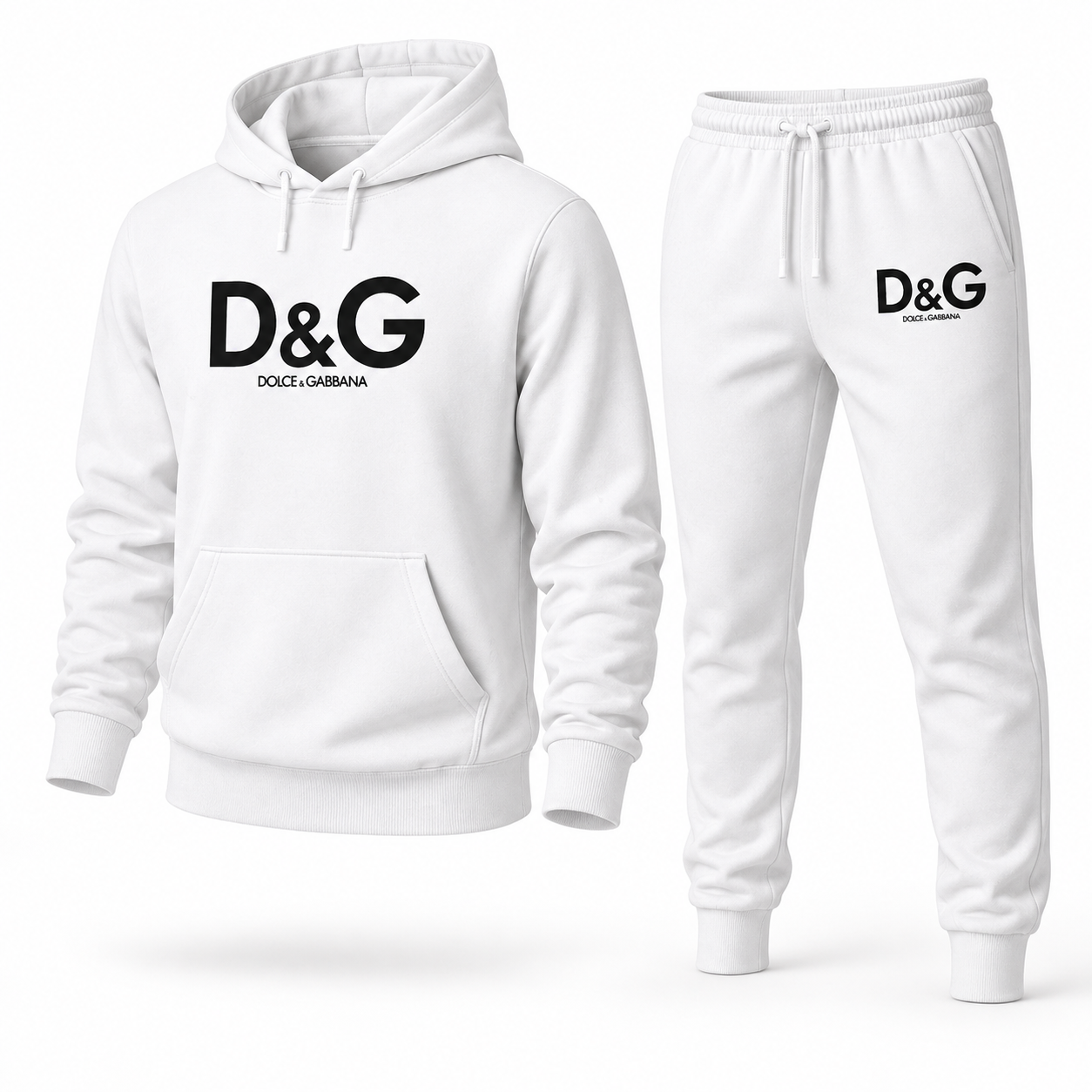 Men's Dolce and Gabbana Hoodie Joggers Set | Color: white | Image 1