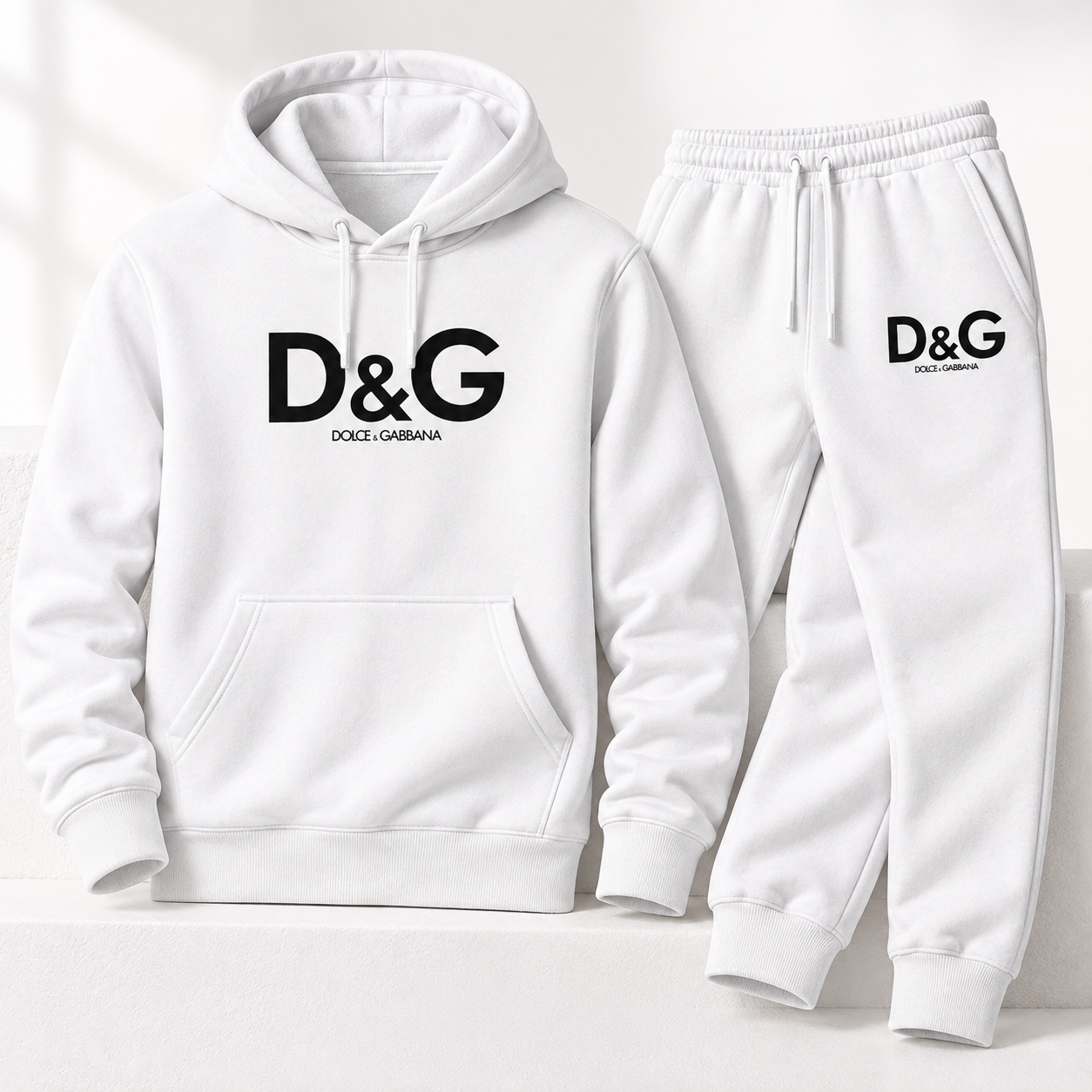 Men's Dolce and Gabbana Hoodie Joggers Set | Color: white | Image 3