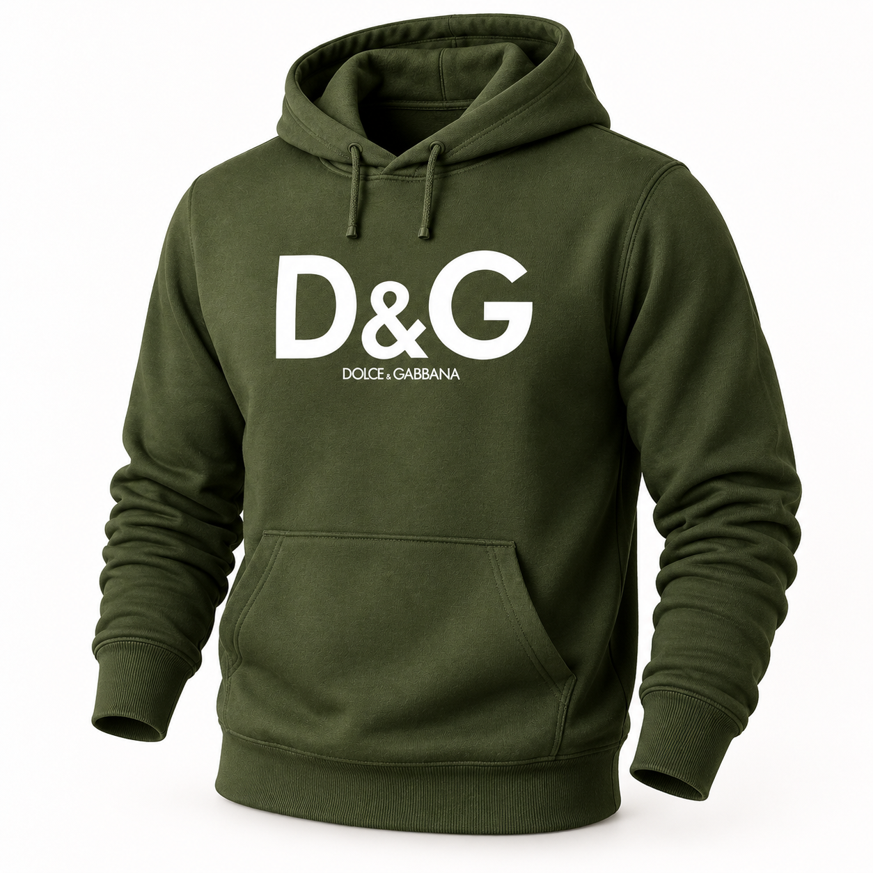 Men's Dolce and Gabbana Pullover Hoodie in Army Green – hero