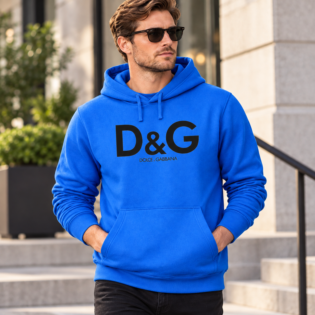 Men's Dolce and Gabbana Pullover Hoodie in Azure – lifestyle