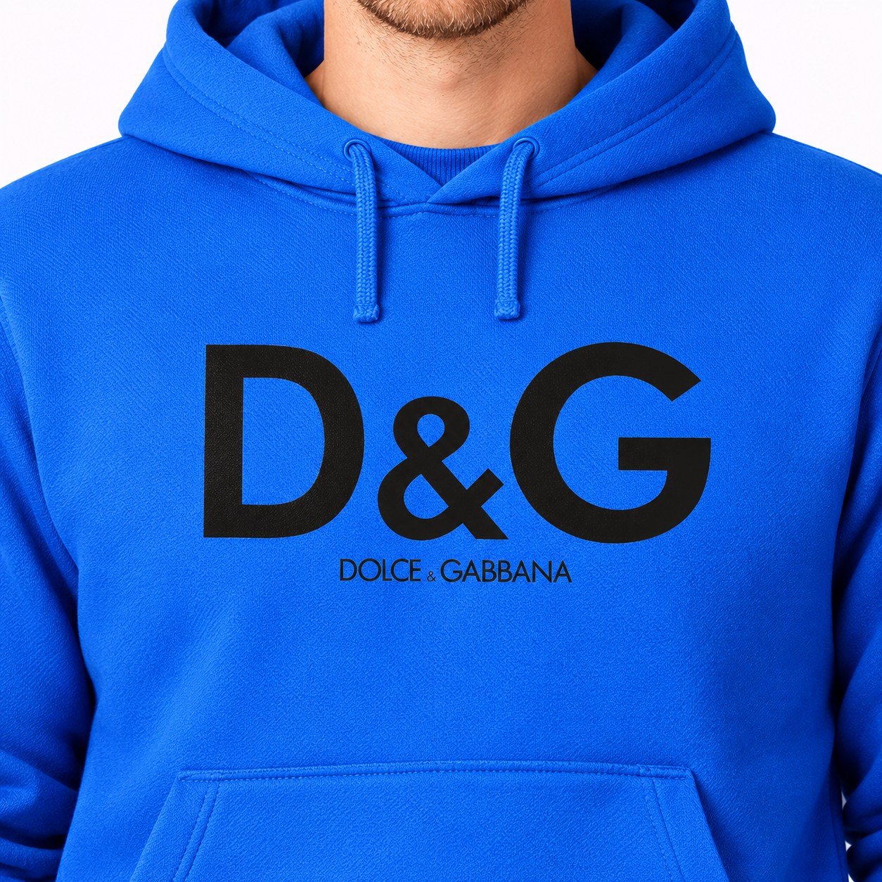 Men's Dolce and Gabbana Pullover Hoodie in Azure – print detail