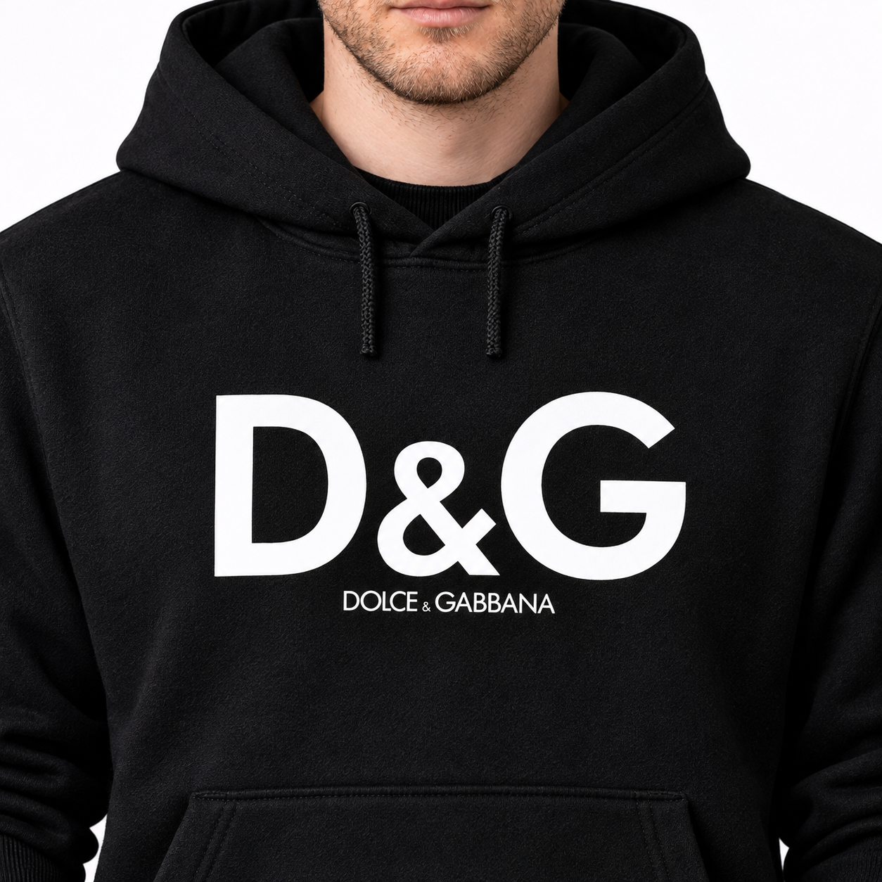 Men's Dolce and Gabbana Pullover Hoodie in Black – print detail