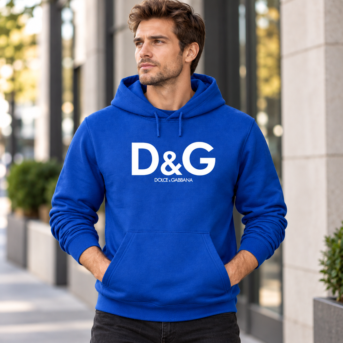 Men's Dolce and Gabbana Pullover Hoodie in Blue – lifestyle