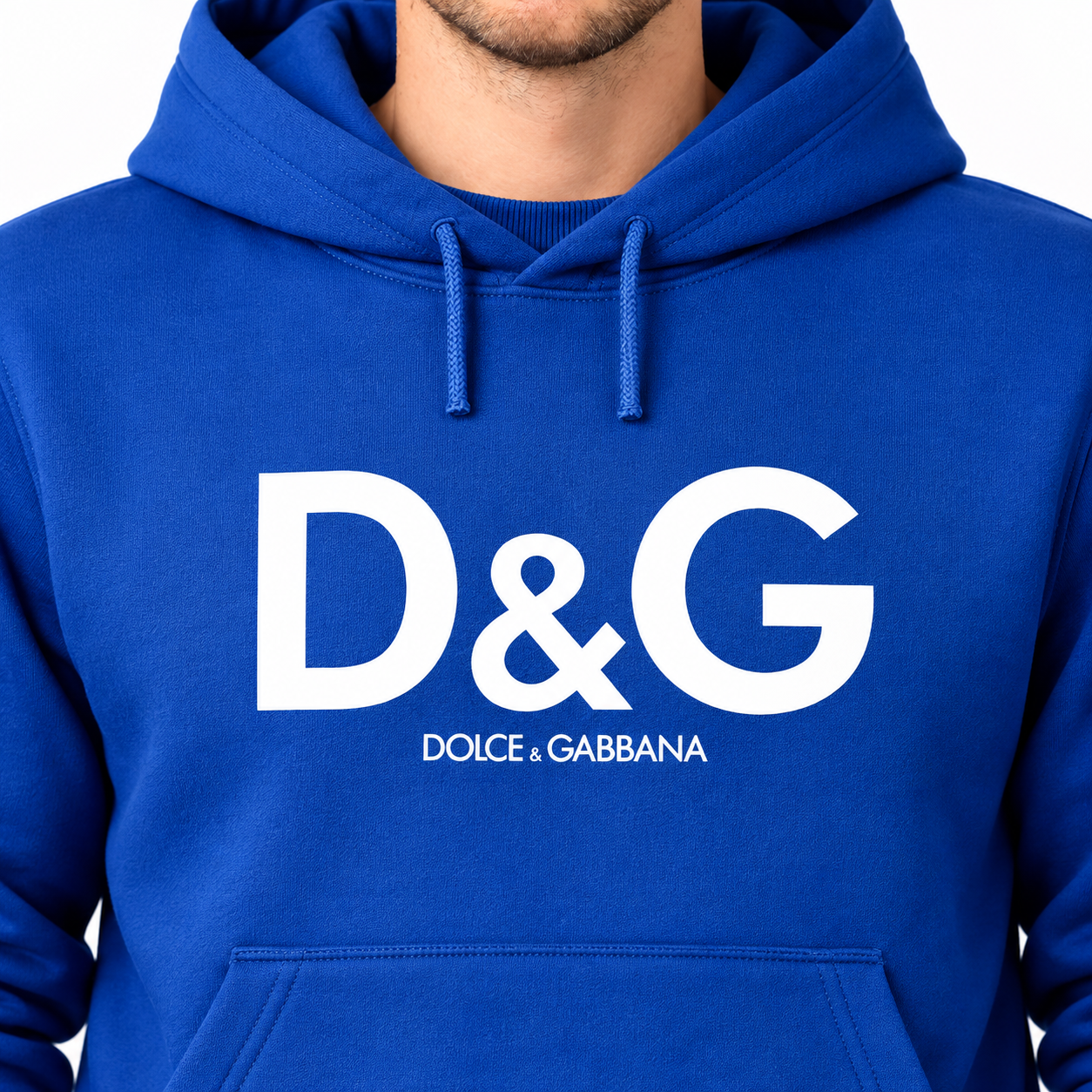 Men's Dolce and Gabbana Pullover Hoodie in Blue – print detail