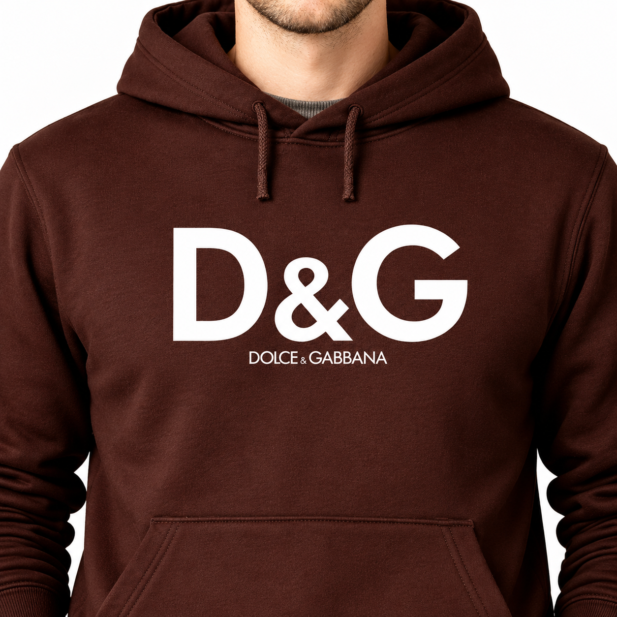 Men's Dolce and Gabbana Pullover Hoodie in Brown – print detail