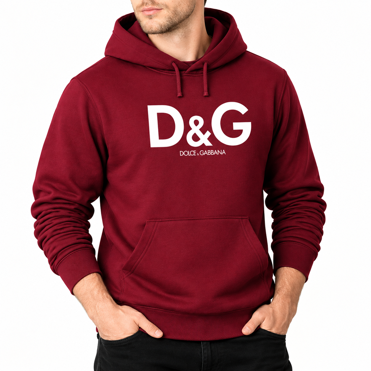 Men's Dolce and Gabbana Pullover Hoodie in Burgundy – alternate angle