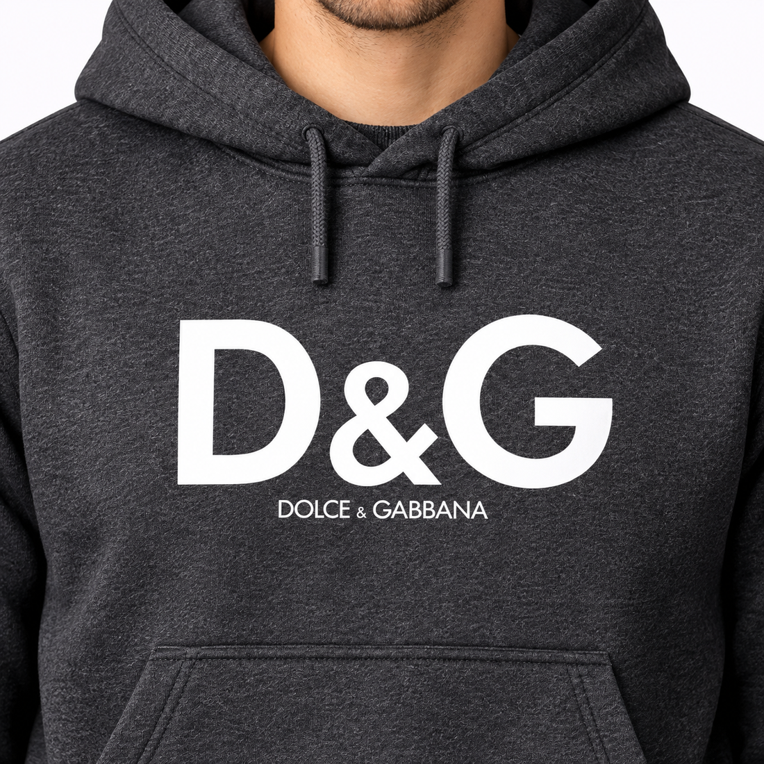 Men's Dolce and Gabbana Pullover Hoodie in Dark Heather – print detail
