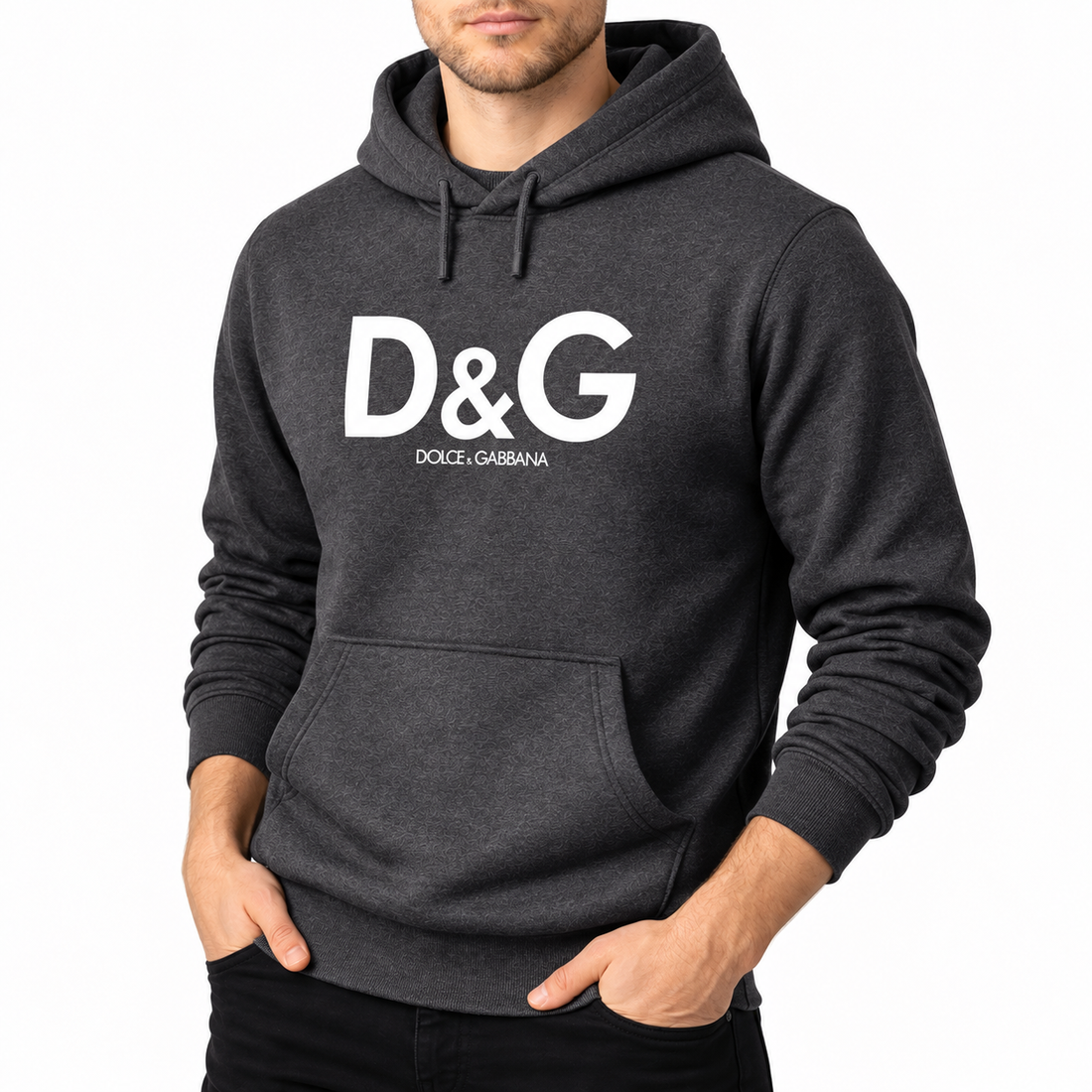 Men's Dolce and Gabbana Pullover Hoodie in Dark Heather – alternate angle