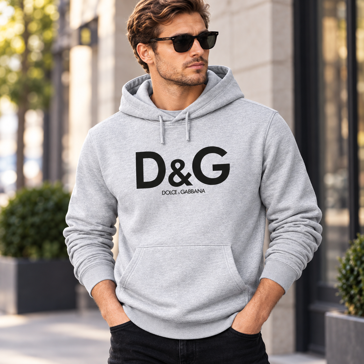 Men's Dolce and Gabbana Pullover Hoodie in Grey – lifestyle