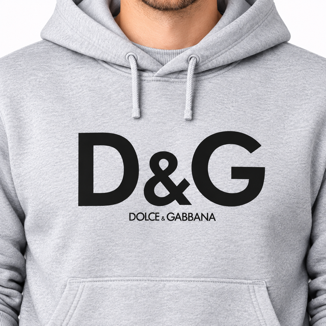 Men's Dolce and Gabbana Pullover Hoodie in Grey – print detail