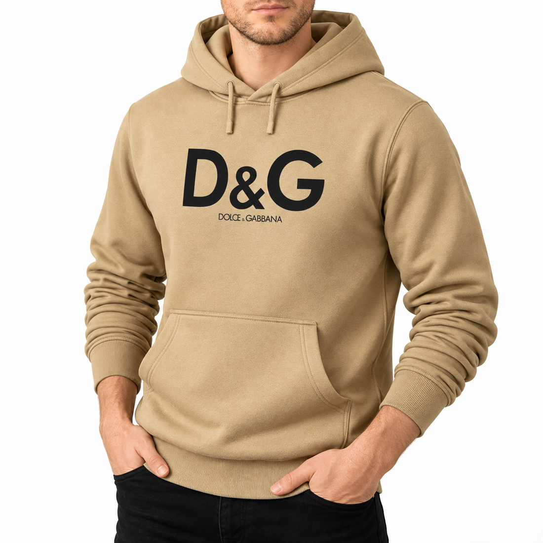 Men's Dolce and Gabbana Pullover Hoodie in Khaki – alternate angle