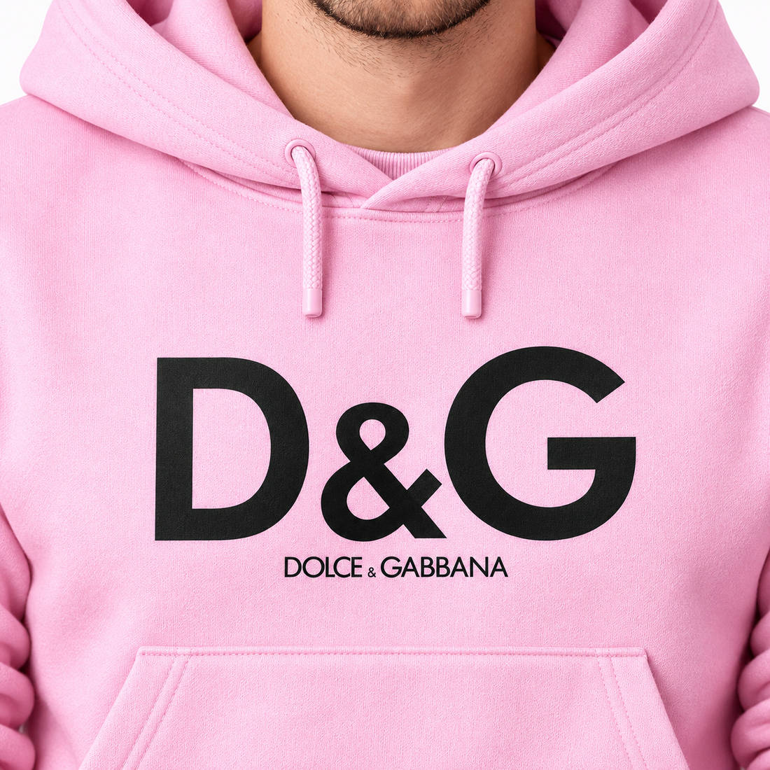 Men's Dolce and Gabbana Pullover Hoodie in Light Pink – print detail