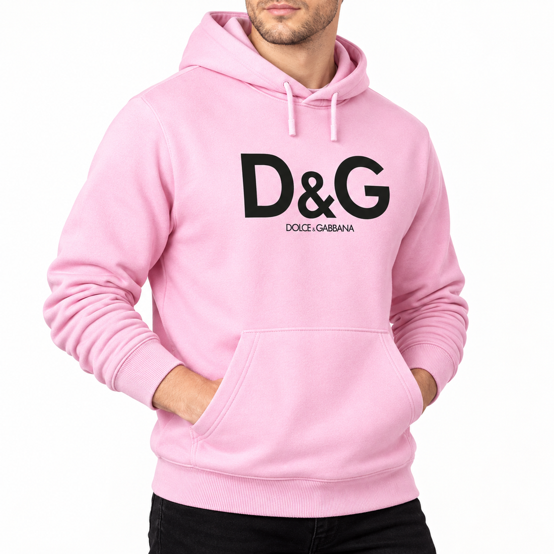 Men's Dolce and Gabbana Pullover Hoodie in Light Pink – alternate angle