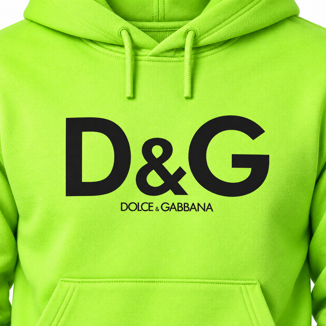 Men's Dolce and Gabbana Pullover Hoodie in Lime Green – print detail
