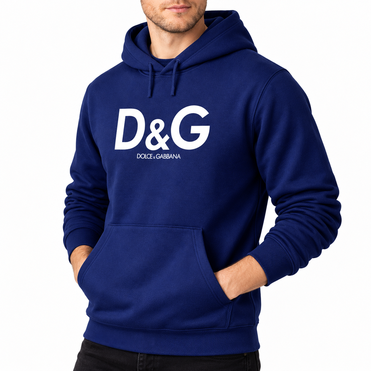 Men's Dolce and Gabbana Pullover Hoodie in Navy – alternate angle