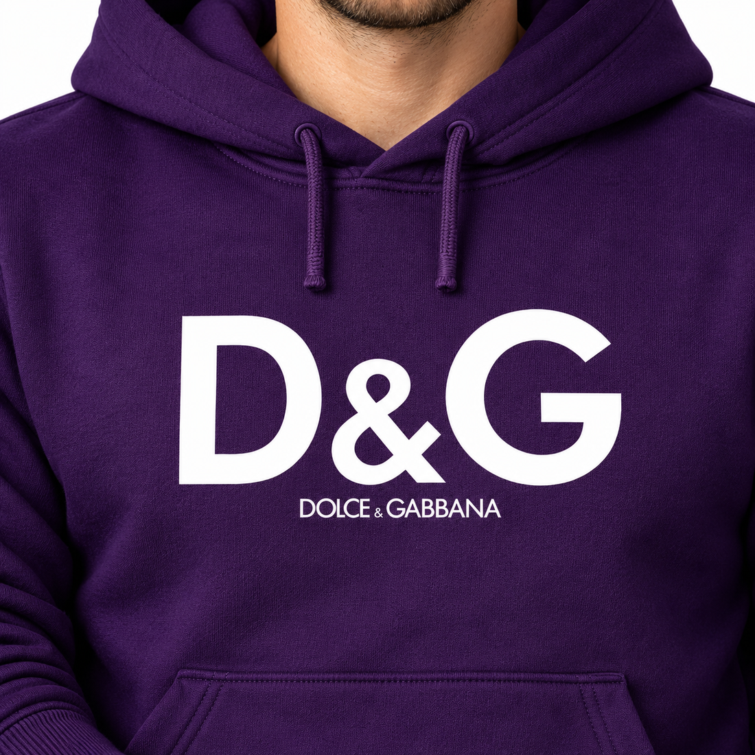 Men's Dolce and Gabbana Pullover Hoodie in Purple – print detail