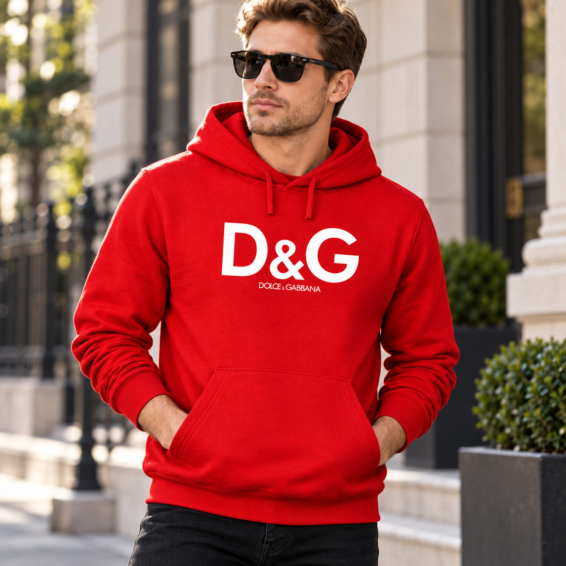 Men's Dolce and Gabbana Pullover Hoodie in Red – lifestyle