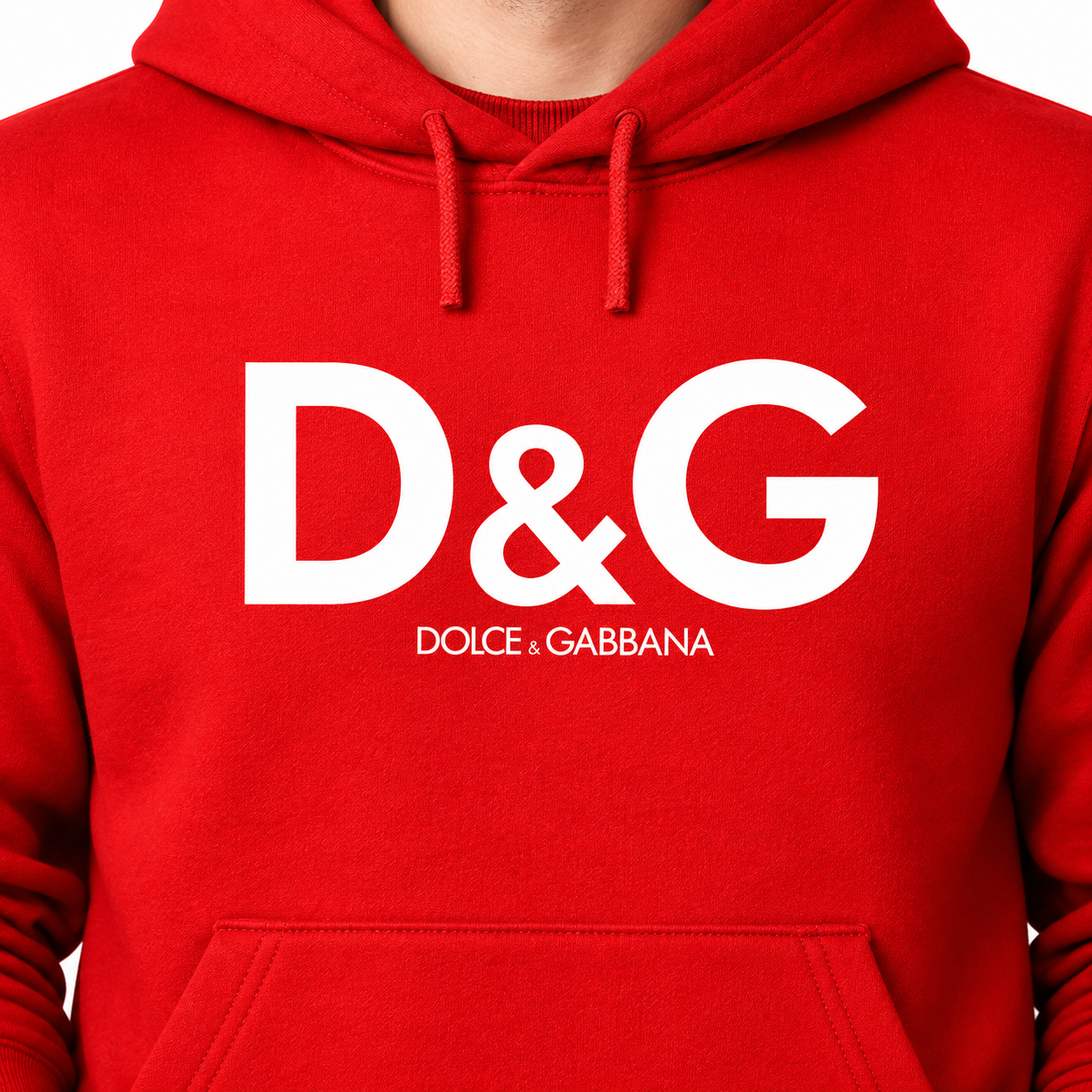 Men's Dolce and Gabbana Pullover Hoodie in Red – print detail