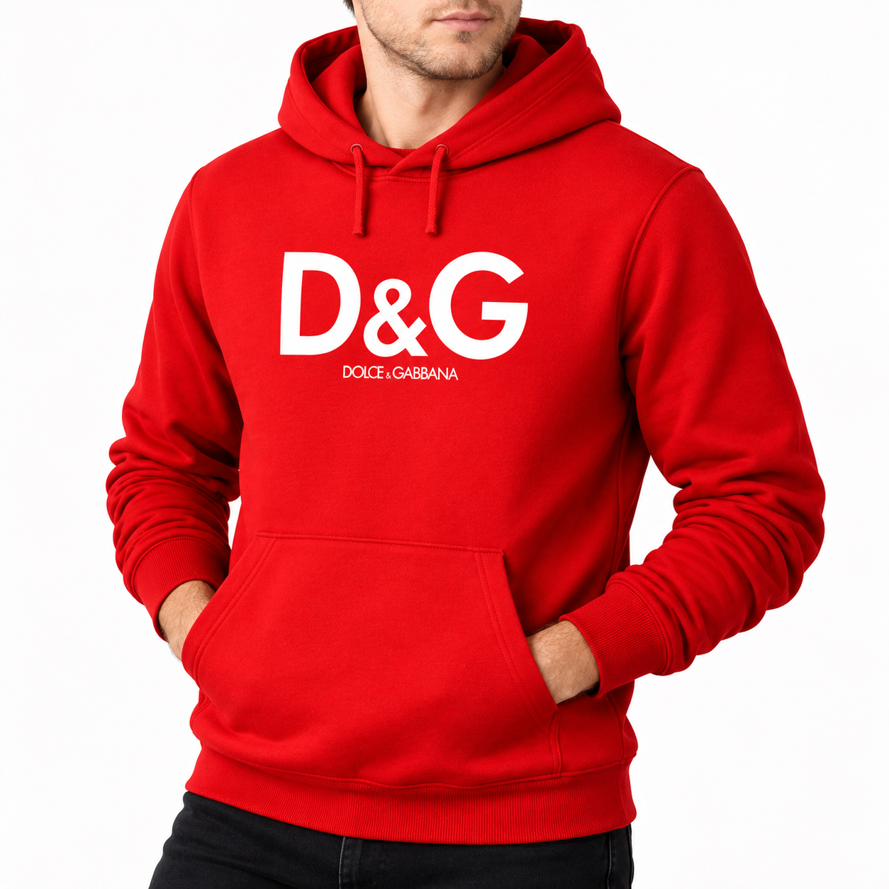 Men's Dolce and Gabbana Pullover Hoodie in Red – alternate angle