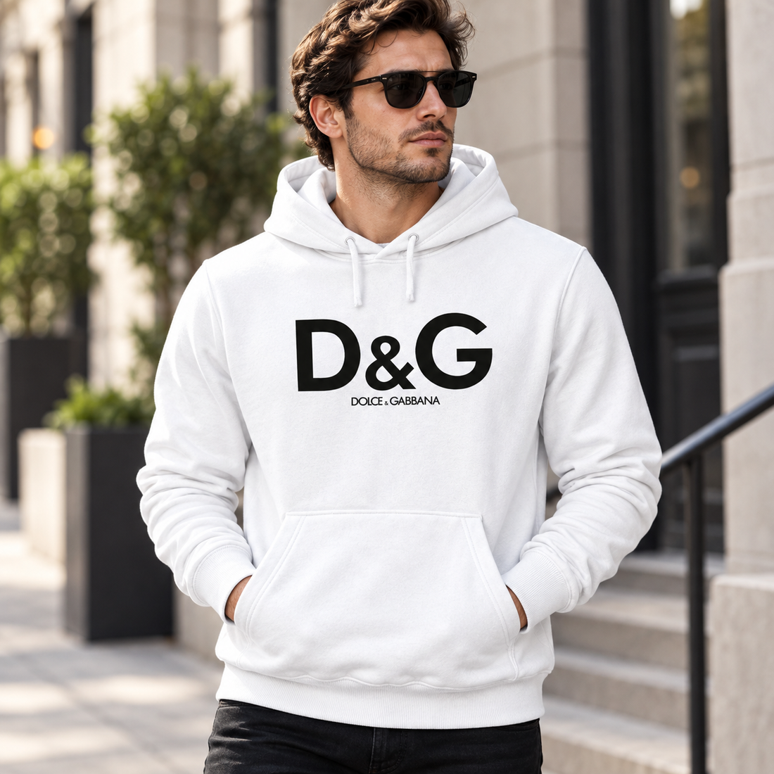 Men's Dolce and Gabbana Pullover Hoodie in White – lifestyle